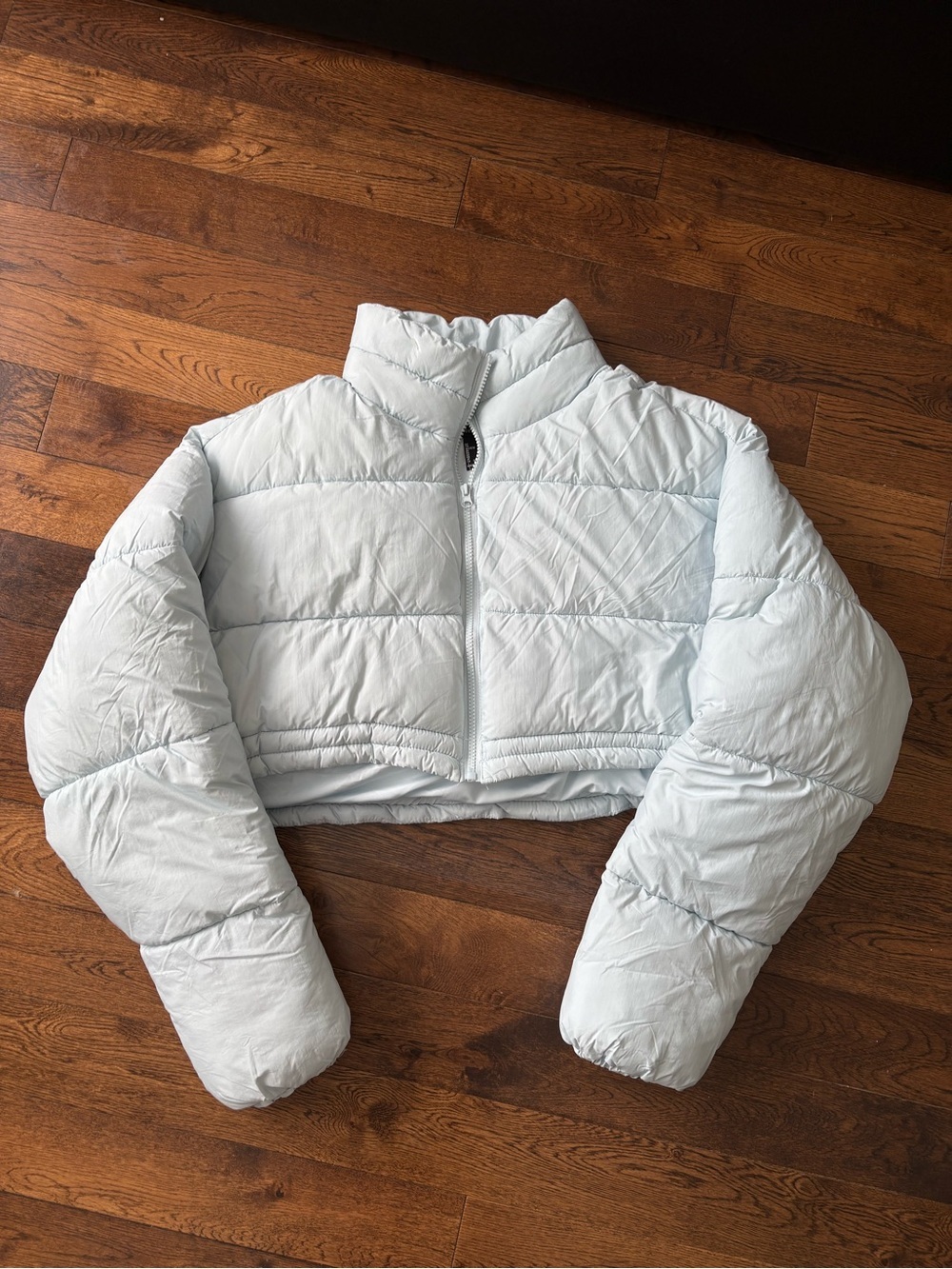 Forever 21 Baby Blue Cropped Quilted Puffer Jacket Womens XL